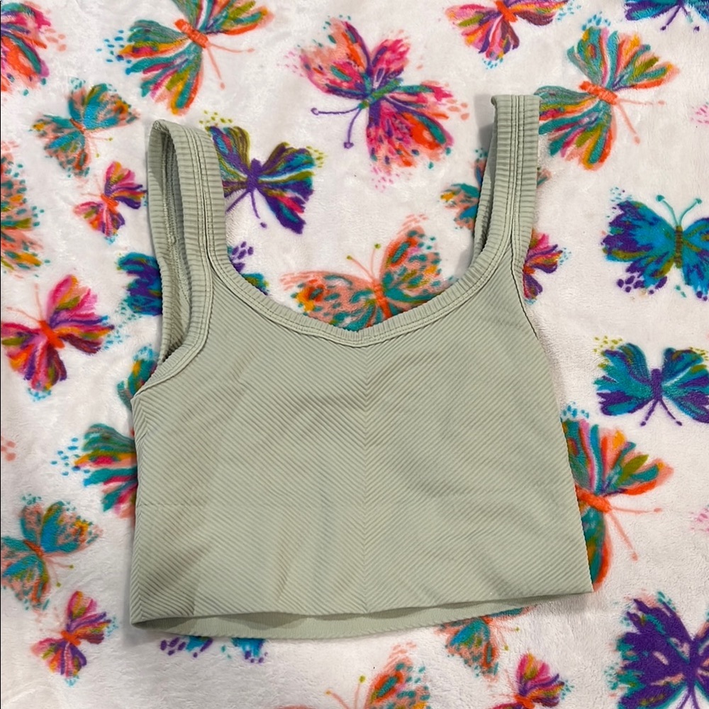 Sage Green Ribbed Crop Top